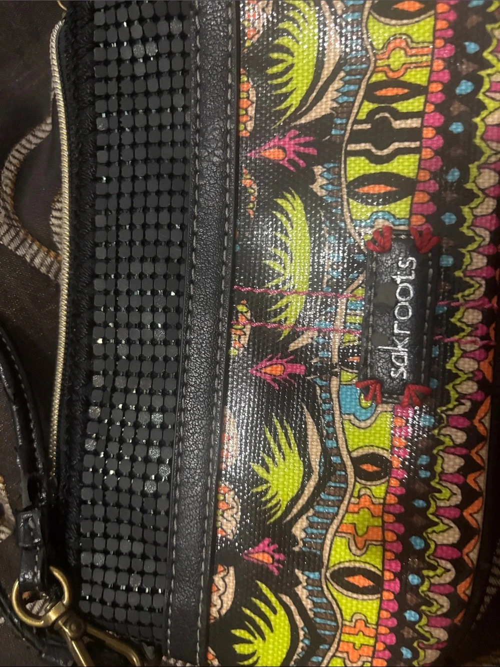 Sakroots Black Trim Multicolor Tribal Wristlet